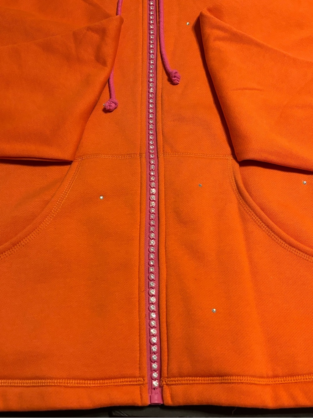 Quacker Factory 2X Orange Pink Rhinestone Zip Hoodie Jacket NWOT - Picture 5 of 7